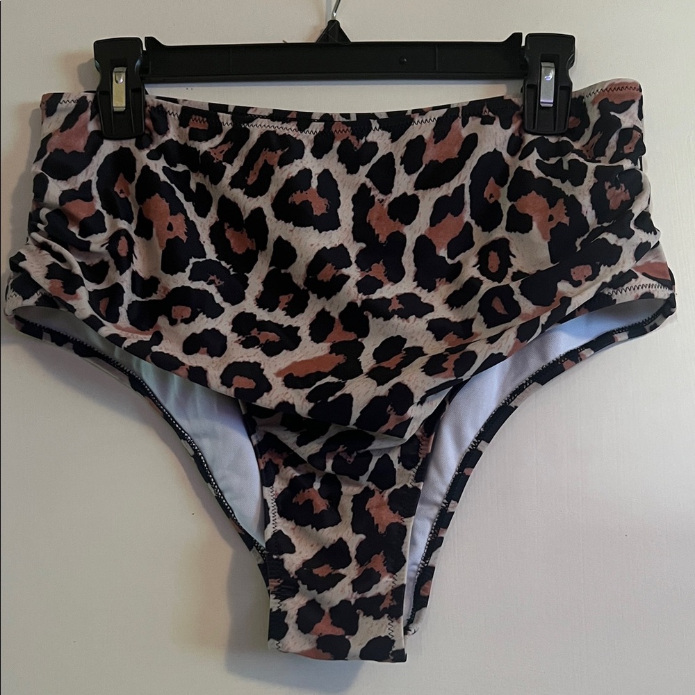 Leopard Print High-Waisted Bikini Bottoms